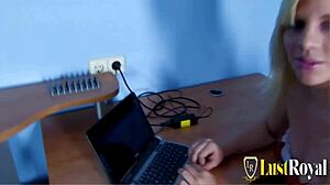 Blonde babe gets roughly fucked on film