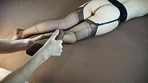 Horny Milf Gets Soles Massaged in Nylon Stockings