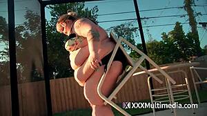 Obese SSBBW Ivy Davenports Struggles with Fat Rolls Stuck in a Chair During Fetish Play