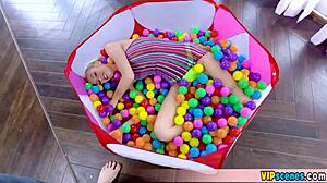 this cute blonde stepsister, extra tiny and petite, gives blowjob and doggystyle