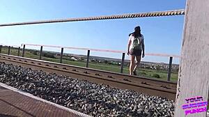 Fucking on train almost caught!