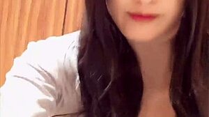 Big-Breasted Crossdressing Lady Quietly Masturbates