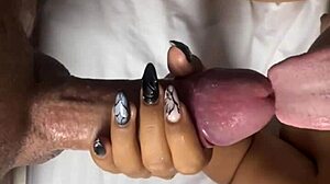 Feeling intense as stepsister jerks me off, then I pound her pussy hard