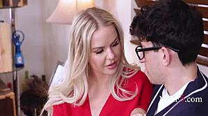 Nerd Fucks Cougar Mommy In Threesome With Slimthick Vic.