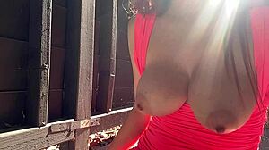 Artemisia Love Bounces Big Tits Outdoors