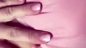 Hot blonde amateur shows off tattooed tits in panties at home