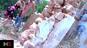 Blonde girl fucked outdoors