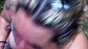 Blonde deepthroats in public woods