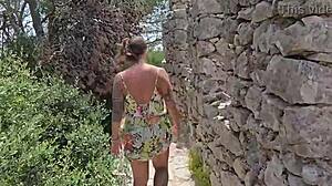 Damiana Flowers fucks in European castle during sextrip, what a wild outdoor adventure