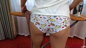 Watch this brunette suck dick deep and fuck doggystyle, cum on her pussy.