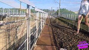 Fucking on train almost caught!