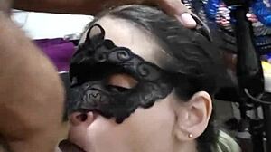 Sailor girl gets facial cumshot from huge cock