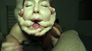 redhead rides two monster cocks in bedroom 😈