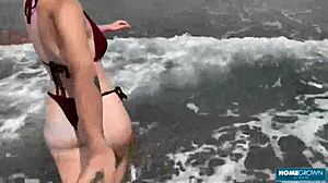 lolipop's wet shaved pussy takes a deep creampie after rough sex