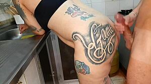 I ate the maid's pussy in the kitchen without condom, she might get pregnant.