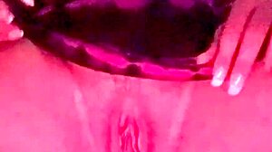 Blonde milf shows tight pussy close up.