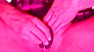 Blonde milf shows tight pussy close up.