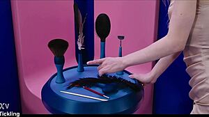 cute brunette tied tickled feather feet