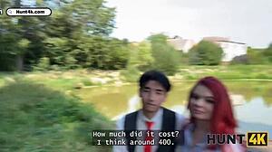 hunt4k slutty redhead miss olivia used her natural tits and perfect body to seduce a producer in public