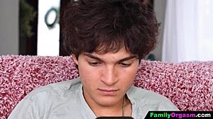 Pervert Step Mommy Dumps Husband On Sofa For Kinky Fun