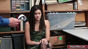 Shoplifter gets caught and fucked by the officer in lingerie 😈