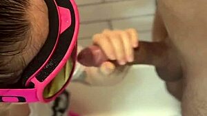 Hey, dickflash leads to cum on face in bathroom adventure