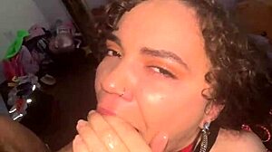 Curly-Haired Nympho Gets Facial Cumshot