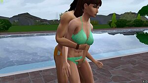 muscle guy fucking hard by the pool with his big cock