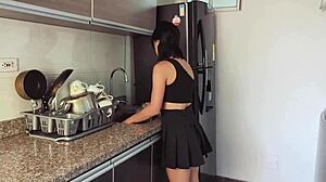 My hermanastra does chores and ends up sucking my cock