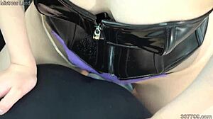 Japanese femdom AI anal fingering strapon with bound petite slave