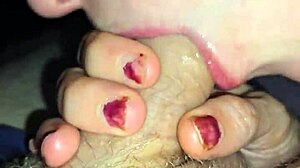 Wife drives me wild jerking, blowing, and fucking till cum covers her