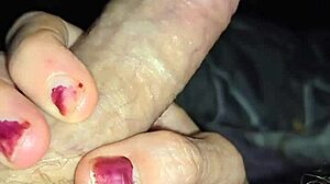 Wife drives me wild jerking, blowing, and fucking till cum covers her