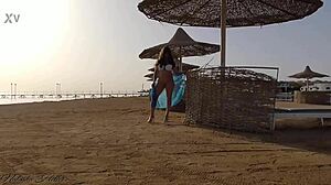 Blonde Stunner Goes Pantyless on Public Beach Showing Off Tight Ass