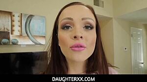 stepdad teaches aliya brynn to manage her finances with a blowjob
