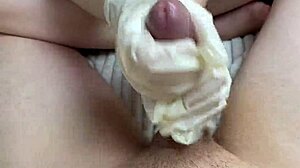 Step Sister Masturbates Cock In Latex Gloves With Oil Pov, Kinky And Oiled