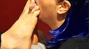 she passionately sucks on my toes in this intense foot fetish session