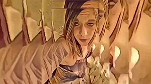 Hot shemale teasing in the bathroom, undressing slowly