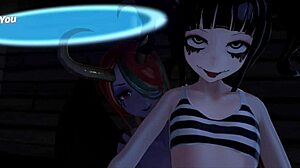 Hard elf woman sucks cock with neko sister. And slimer girl