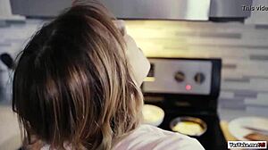 evelin gets doggystyled hard in the kitchen with monster cock