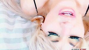 Blonde pornstar Savana Styles intensely stretches her big ass and pussy, revealing deep inside.