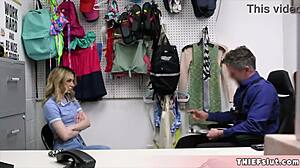 extra cute blonde shoplifter punished hard in garage