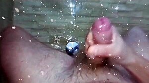 Solo home alone flashes ass and cums on huge cock