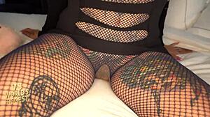 Hippie chick takes two huge cocks in anal double penetration