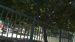 short-haired brunette milf rides huge cock hard