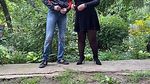 hinting at secret desires of male perverts, with cougar legs and big asses in public