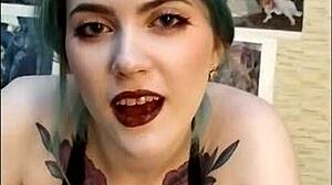 Stunning Tattooed Mistress Edges Friend's Cock in BDSM Session