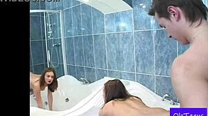 Gala And Efrem's First Time Bathroom Hookup With Big Tits.