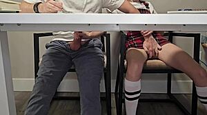 Students Entertaining with Pussy on Desk During Lecture