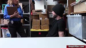 shoplifter guy passionately bangs blonde's tight pussy with big cock