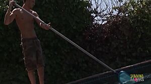 Amazingly Hot Blond Rides and Sucks Pool Boy's Thick Cock